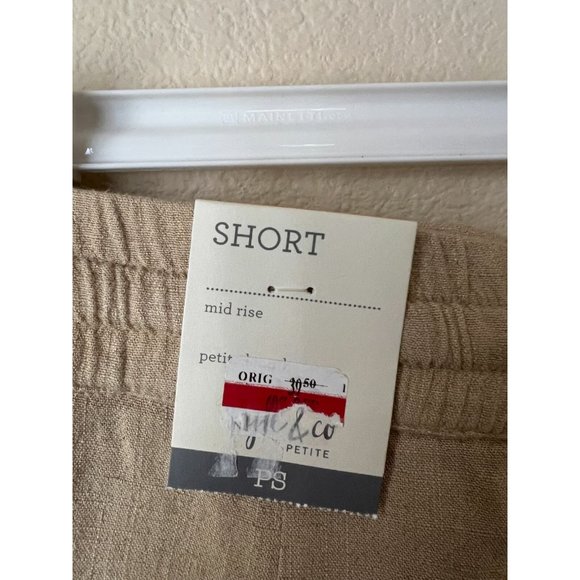 🌸 Style&Co. Womens Petite PS Shorts Bottoms Beige Mid Rise Elastic Waist - Picture 4 of 6